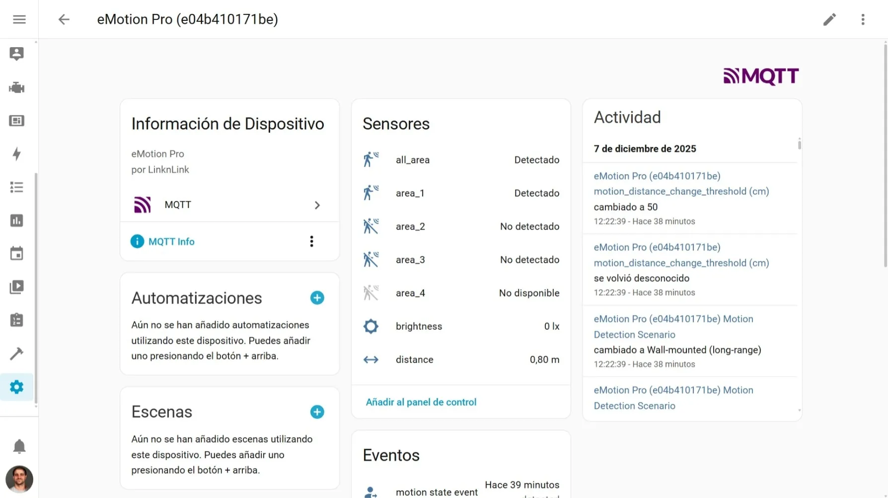 Entidades del eMotion Pro en Home Assistant