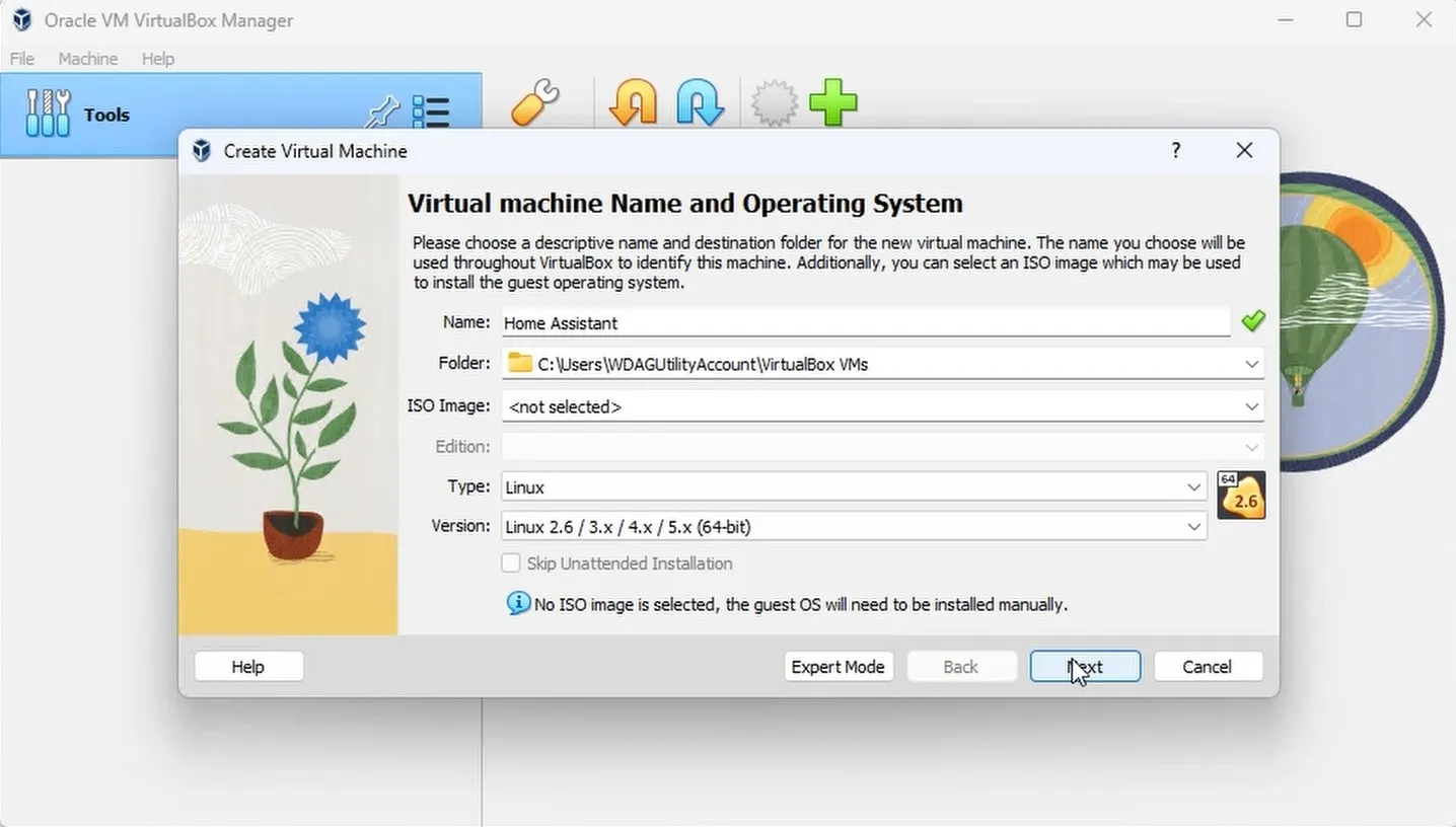 Creación Máquina Virtual Home Assistant - Nombre y Sistema Operativo