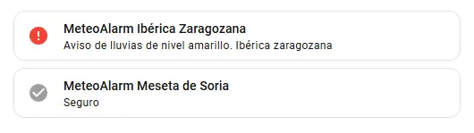 Tarjeta tile básica para MeteoAlarm