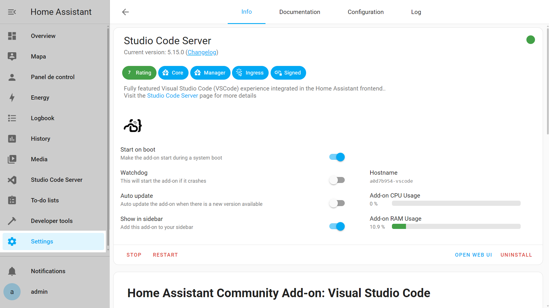 Add-on - Studio Code Server