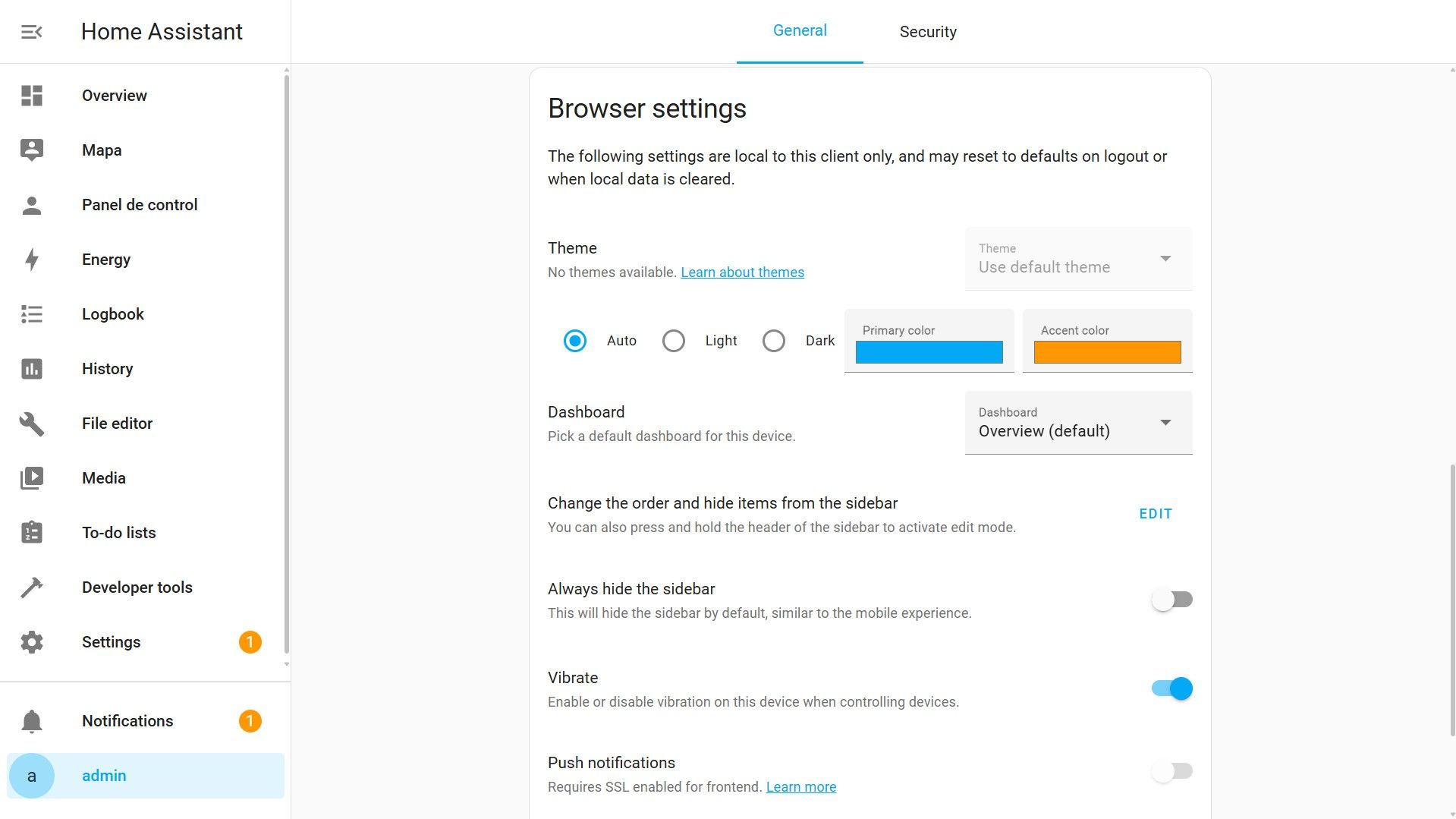 Profile - Browser Settings