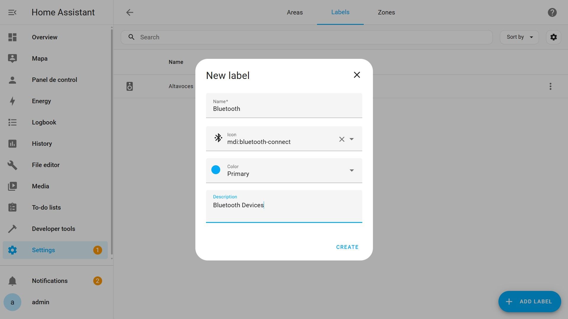 Settings - Labels - Add New Label