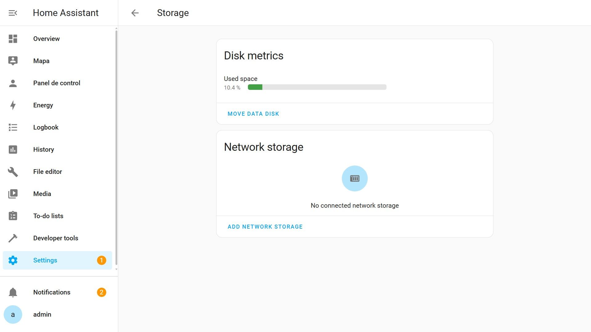 Settings - System - Storage