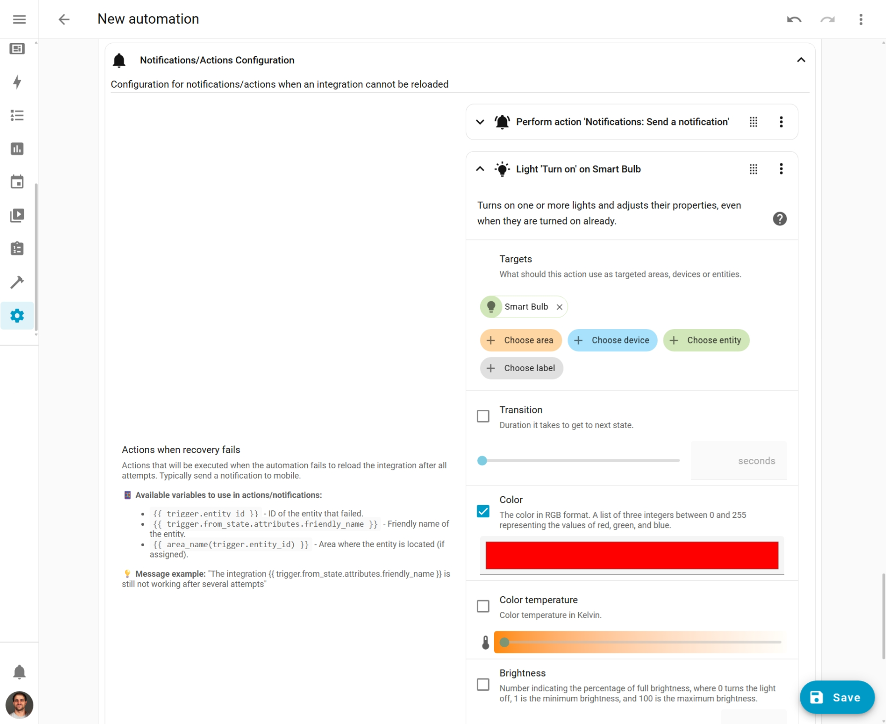 Turn on Light Action