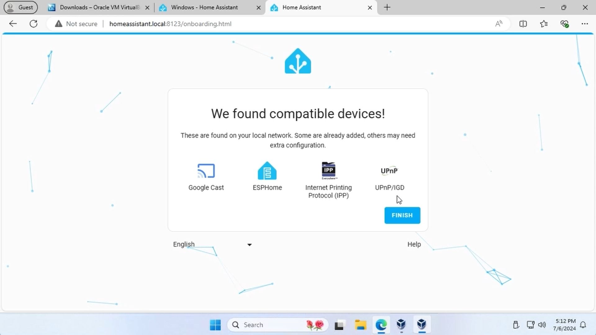 Home Assistant Web - Configuración Inicial - Autodetección Inicial