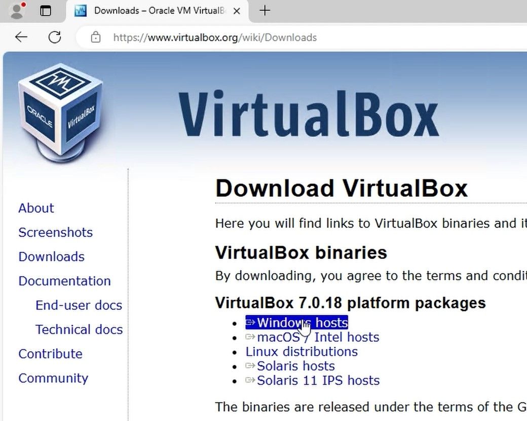 VirtualBox Download Page