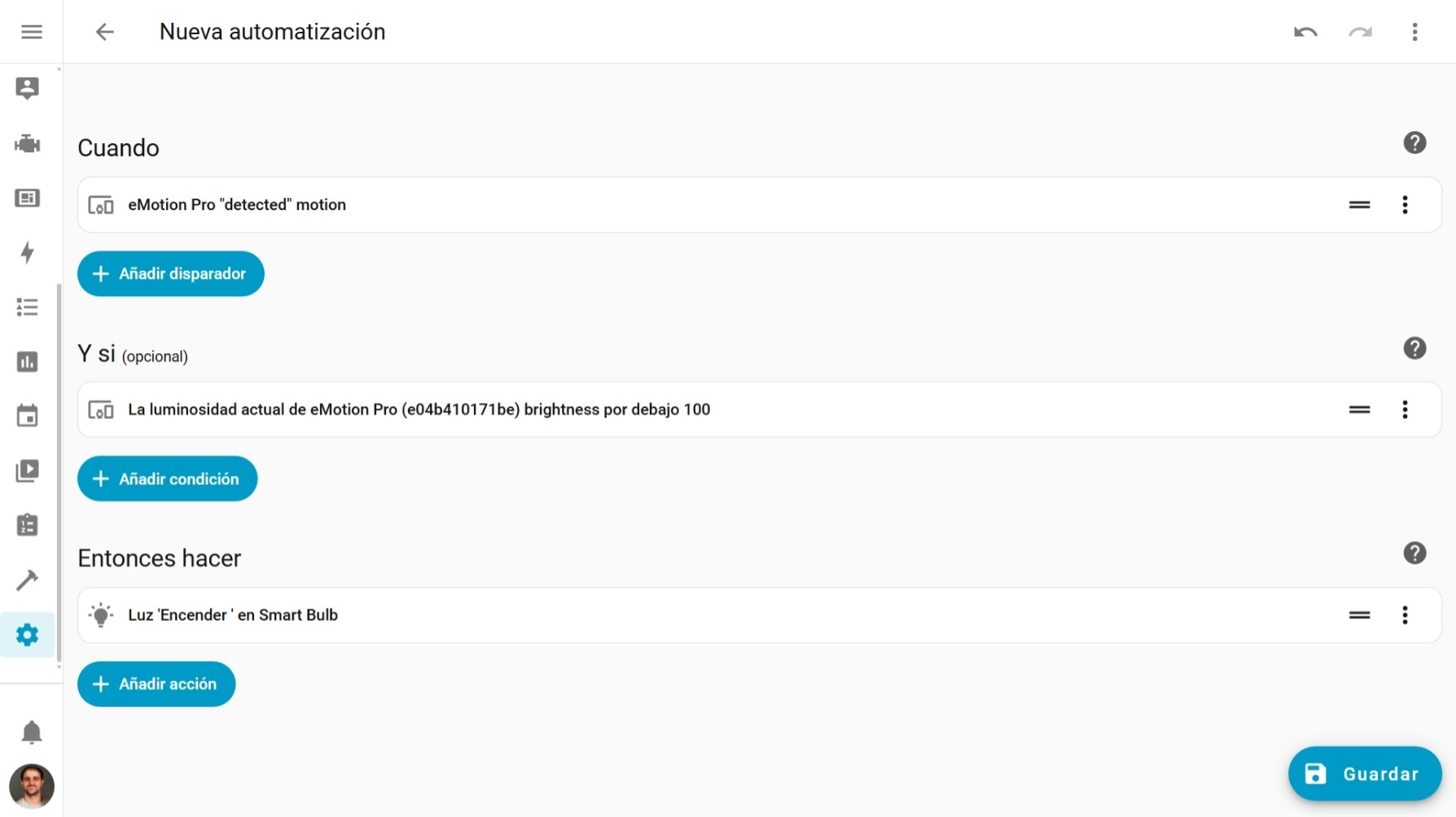 eMotion Pro automation example in Home Assistant