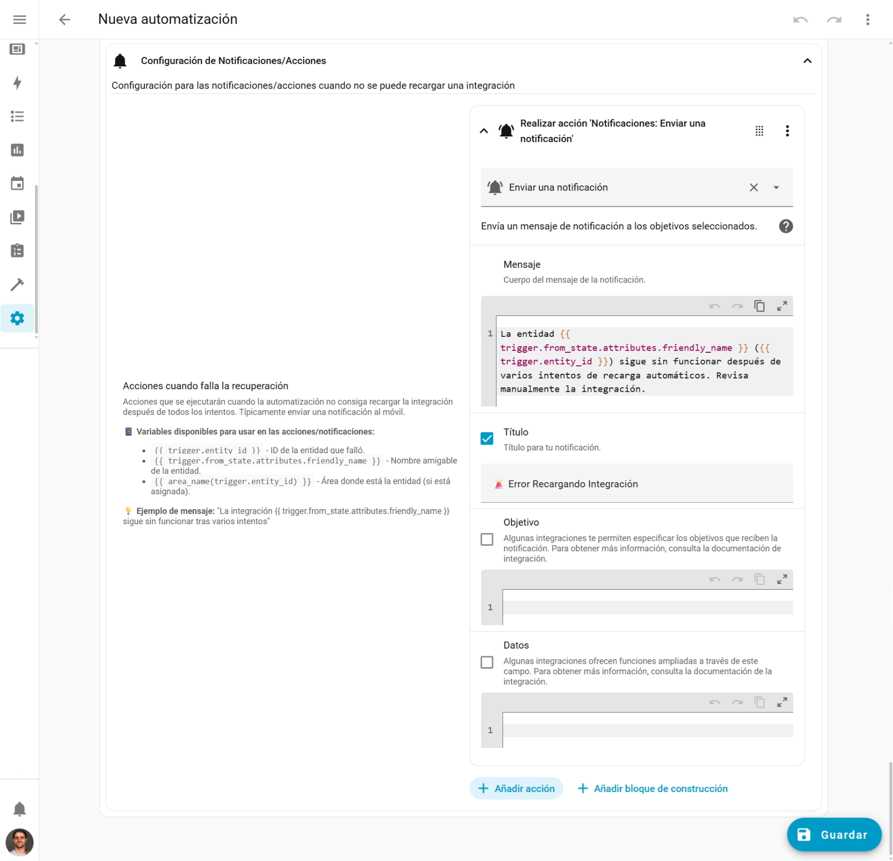 Notificación por defecto