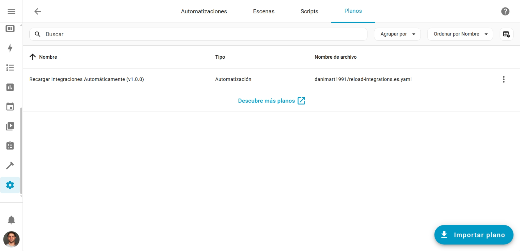 Pantalla Blueprints/Planos en Home Assistant
