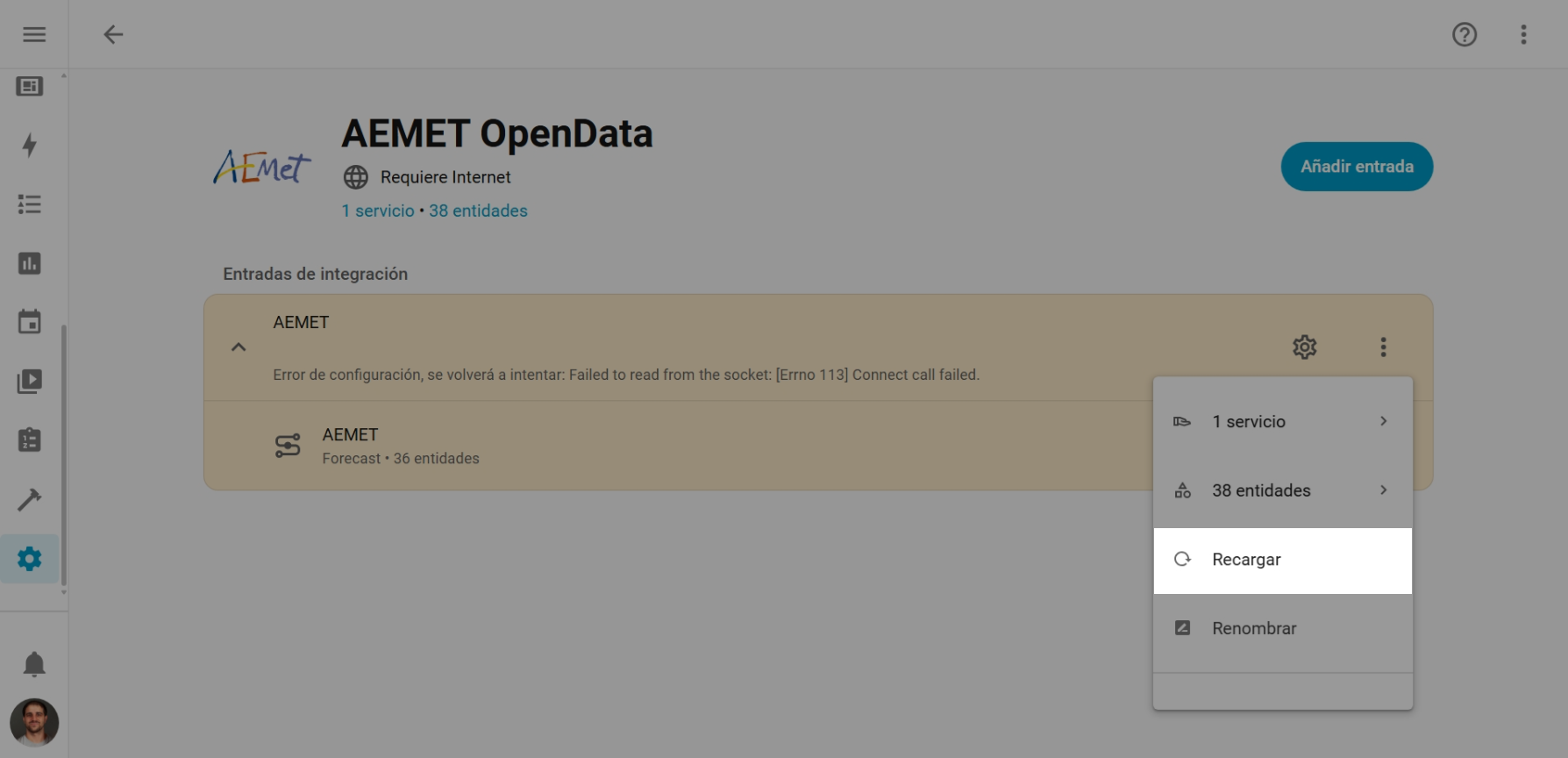 Recargar Integraciones Manualmente